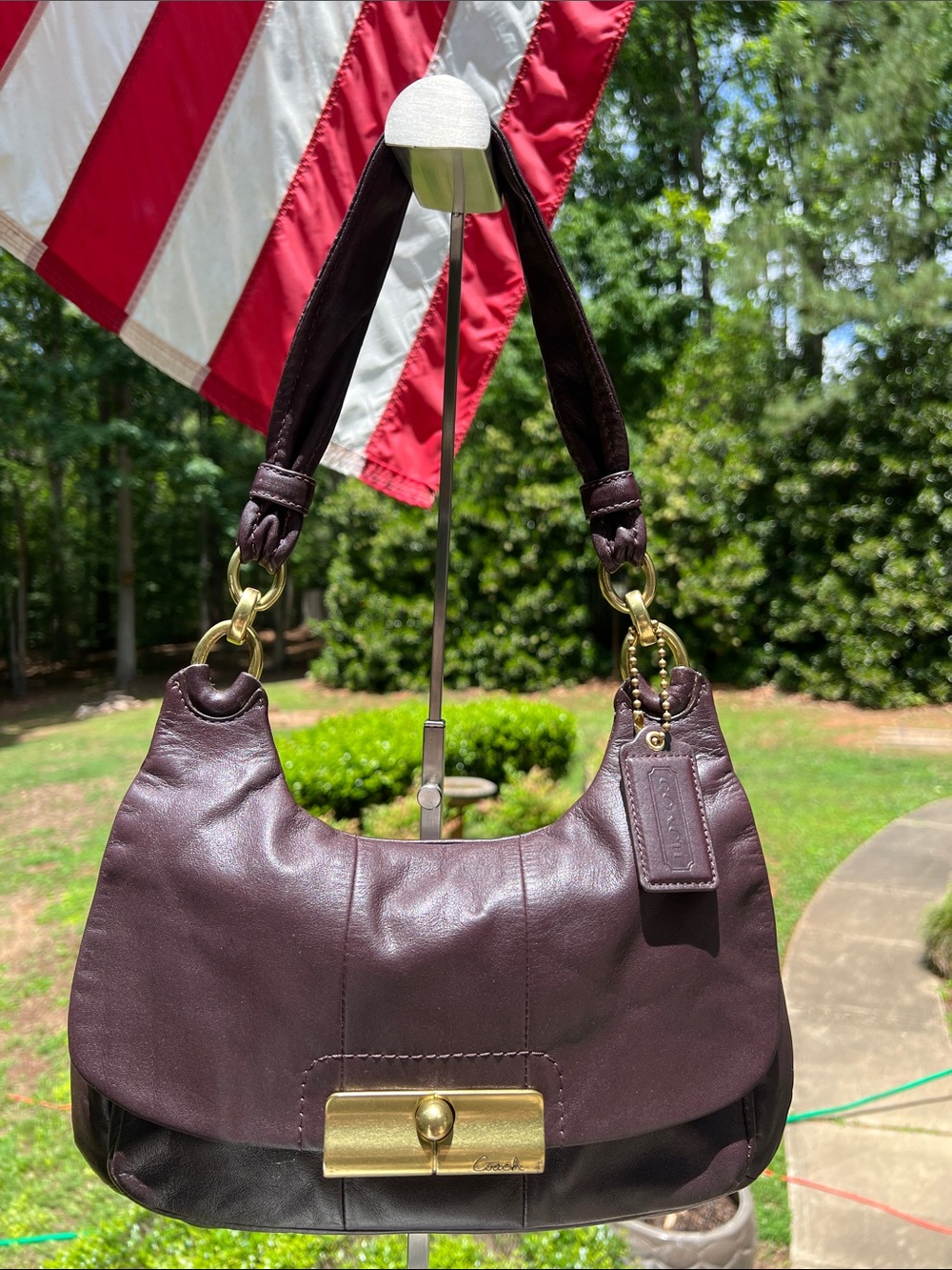 Coach Dark Brown Kristen Leather Hobo with Gold Hardware GUC - Picture 7 of 17